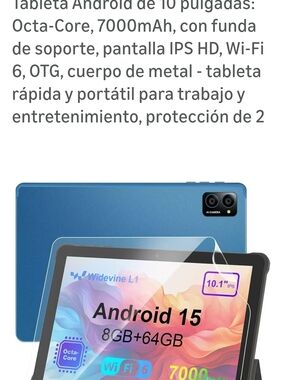 Blue Android 15 10.1" Tablet - 8GB RAM, 64GB Storage